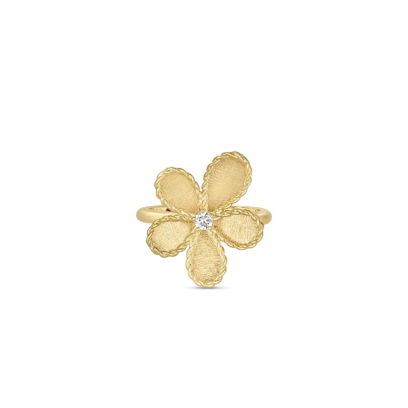 Quartz rings with clear stones for finger elegance -Roberto Coin Jasmine Flower Ring