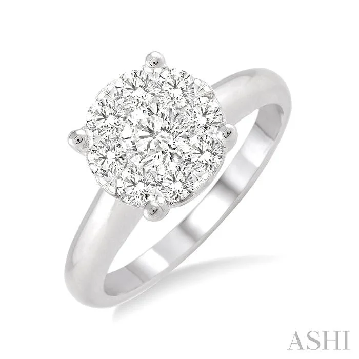 Retro rings with detailed bands for nostalgic appeal -ROUND SHAPE LOVEBRIGHT ESSENTIAL DIAMOND RING