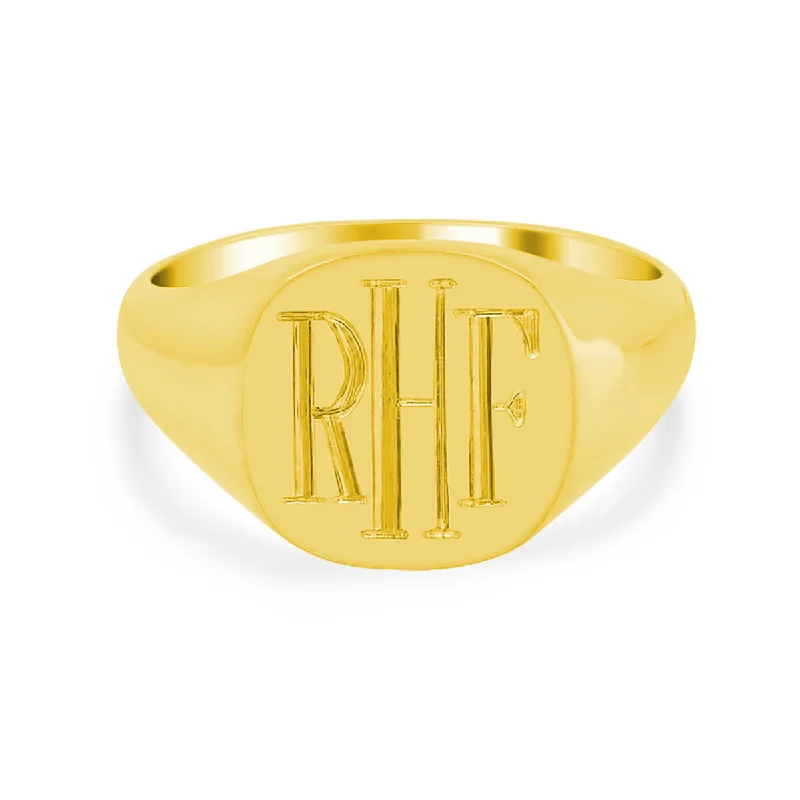 Rings crafted with recycled gems for green vibes -Men's Square Signet Ring - Small - Hand Engraved Roman Monogram