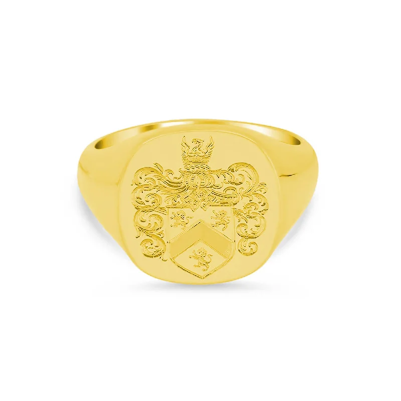 Rings perfect for romance with sweet stone details -Women's Square Signet Ring - Extra Large - Hand Engraved Family Crest / Logo