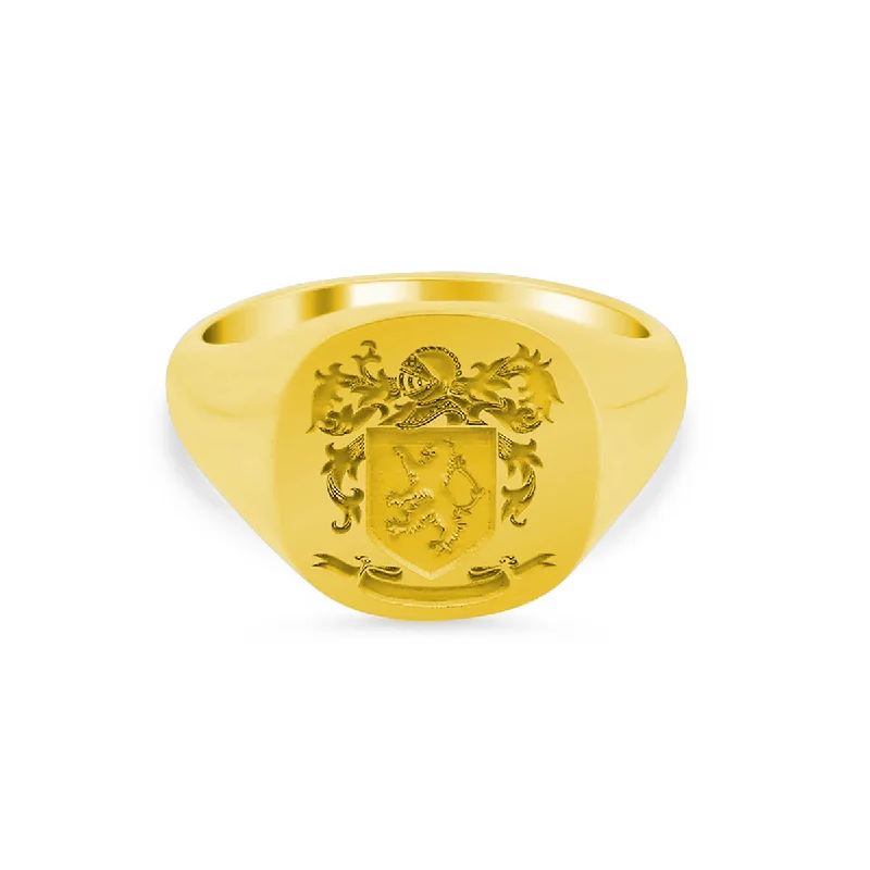 Rings with pave gemstones for extra finger sparkle -Women's Square Signet Ring - Large - Laser Engraved Family Crest / Logo