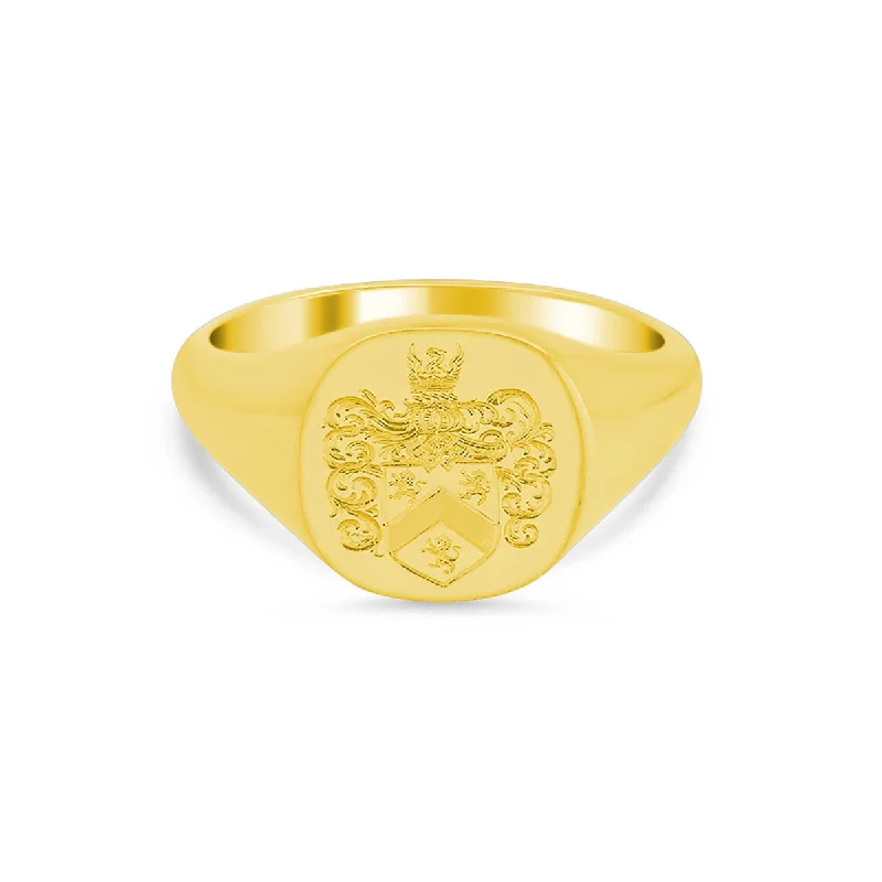 Rustic rings with hammered bands for textured flair -Women's Square Signet Ring - Medium - Hand Engraved Family Crest / Logo