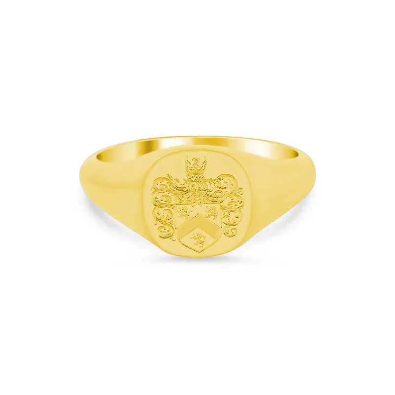 Light rings ideal for everyday finger comfort wear -Women's Square Signet Ring - Small - Hand Engraved Family Crest / Logo