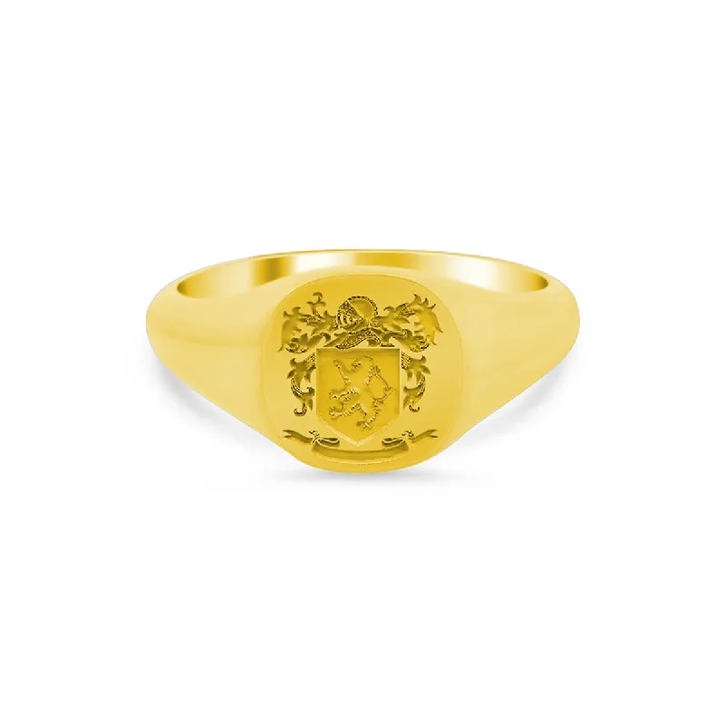 Rings featuring peridot for fresh green finger glow -Women's Square Signet Ring - Small - Laser Engraved Family Crest / Logo