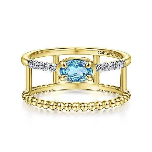 Rings perfect for gifting with brilliant stone shine -Blue Topaz & Diamond Fashion Ring