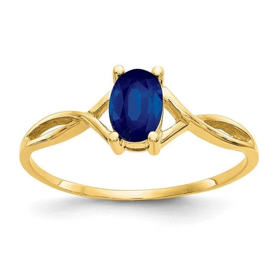 Rings featuring lapis lazuli for bold blue glow -14K Yellow Gold Sapphire Birthstone Ring