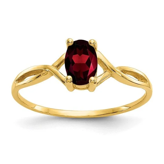 Light rings ideal for everyday finger comfort wear -14K Yellow Gold Garnet Birthstone Ring