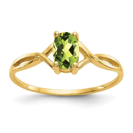 Vibrant rings with mixed gemstones for finger fun -14K Yellow Gold Petite Peridot Ring