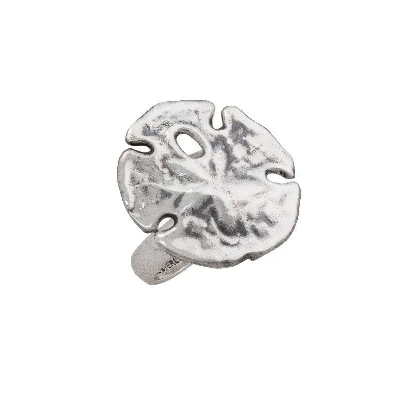 Rings perfect for travel with lightweight finger design -Sterling Silver Sand Dollar Adjustable Ring