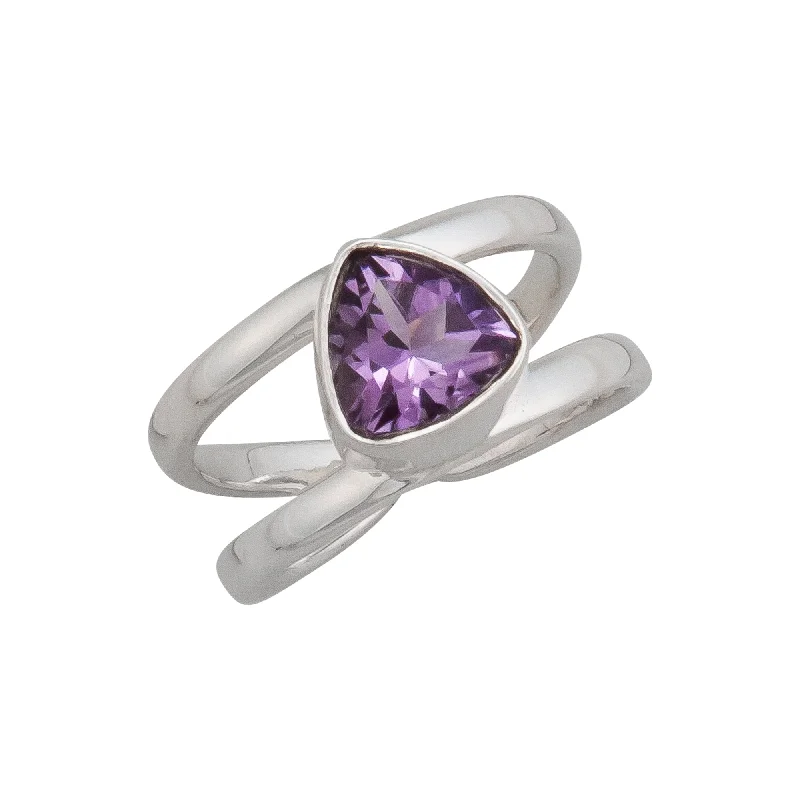 Rings featuring ruby for vibrant red finger shine -Sterling Silver Amethyst Adjustable Cuff Ring