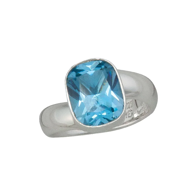 Natural rings with raw stones for organic appeal -Sterling Silver Blue Topaz Adjustable Ring