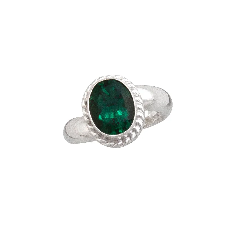 Twisted rings with woven bands for artistic beauty -Sterling Silver Green Quartz Rope Adjustable Ring