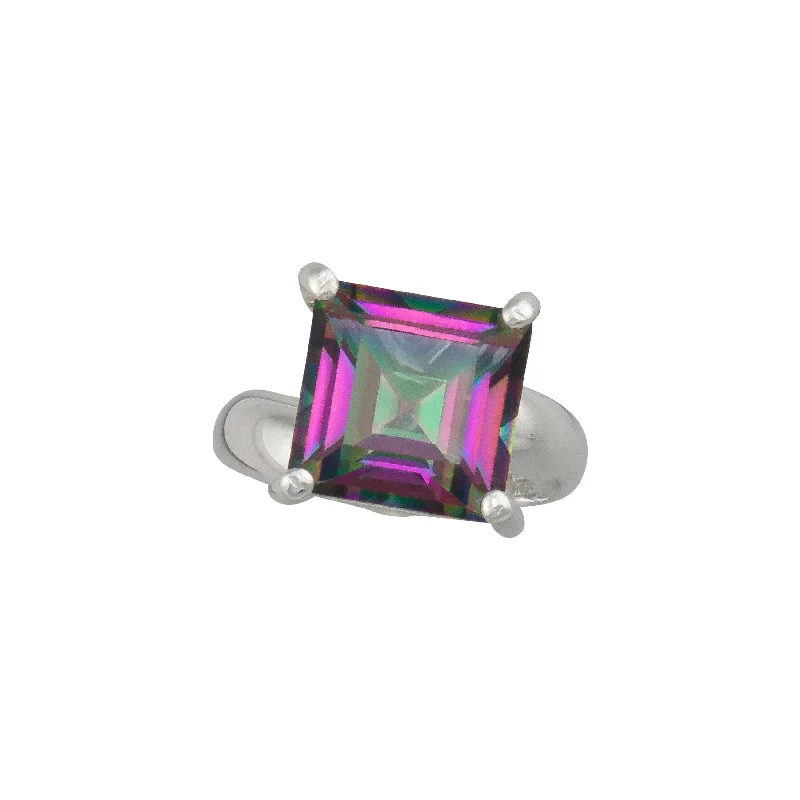 Colorful rings with multicolor stones for finger vibrancy -Sterling Silver Rainbow Mystic Quartz Prong Set Ring