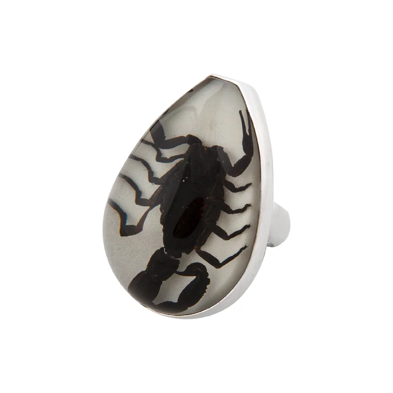 Rings inspired by moons with gemstone radiance -Sterling Silver Scorpion Glow in the Dark Adjustable Ring