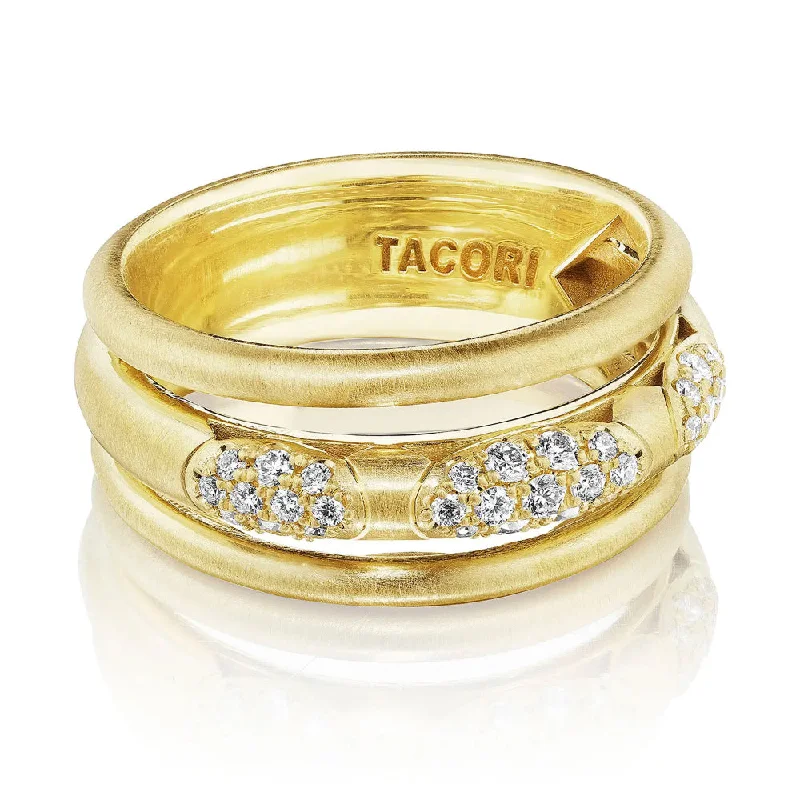 Rings inspired by stars with gemstone finger shine -Tacori 18k Crescent Eclipse Satin Stacked Ring