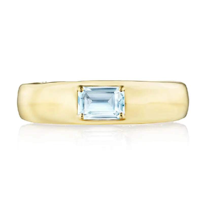 Sculpted rings with carved bands for finger art -Tacori Allure 18k Domed Sky Blue Topaz Ring