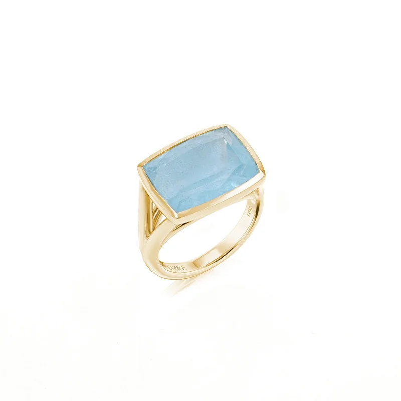 Rings perfect for teens with trendy stone designs -The Joni 14k Gold Cushion Cut Ring - Aquamarine "One of a Kind"