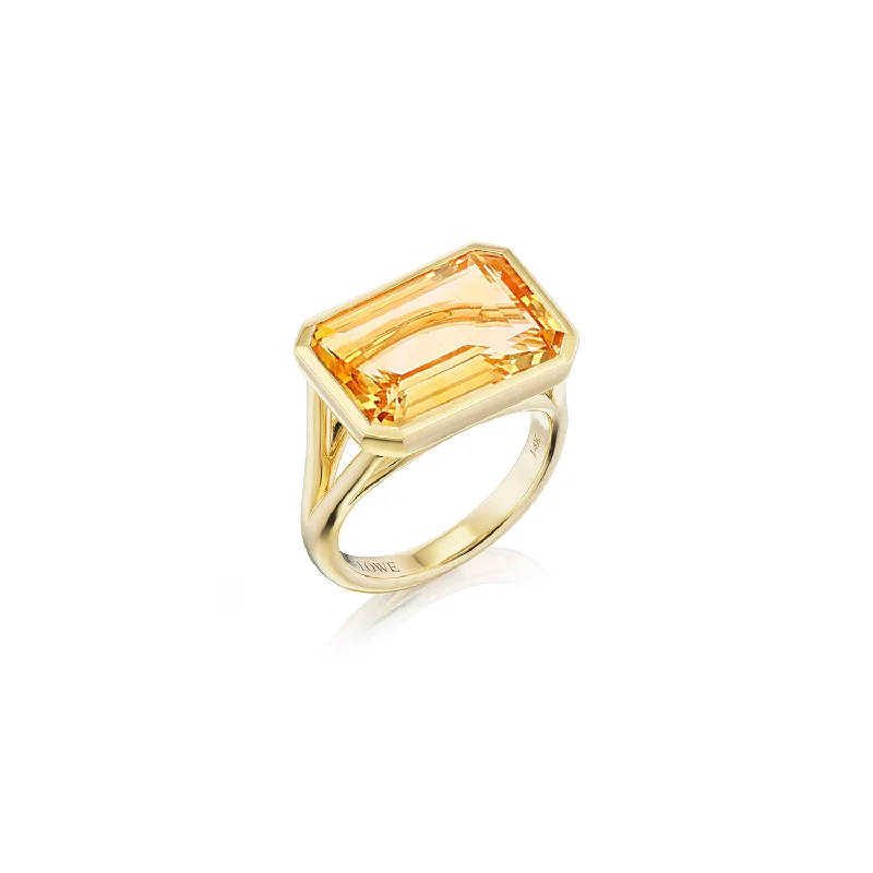 Rings with emerald stones for lush green radiance -The Joni 14k Gold Emerald Cut Ring - Citrine