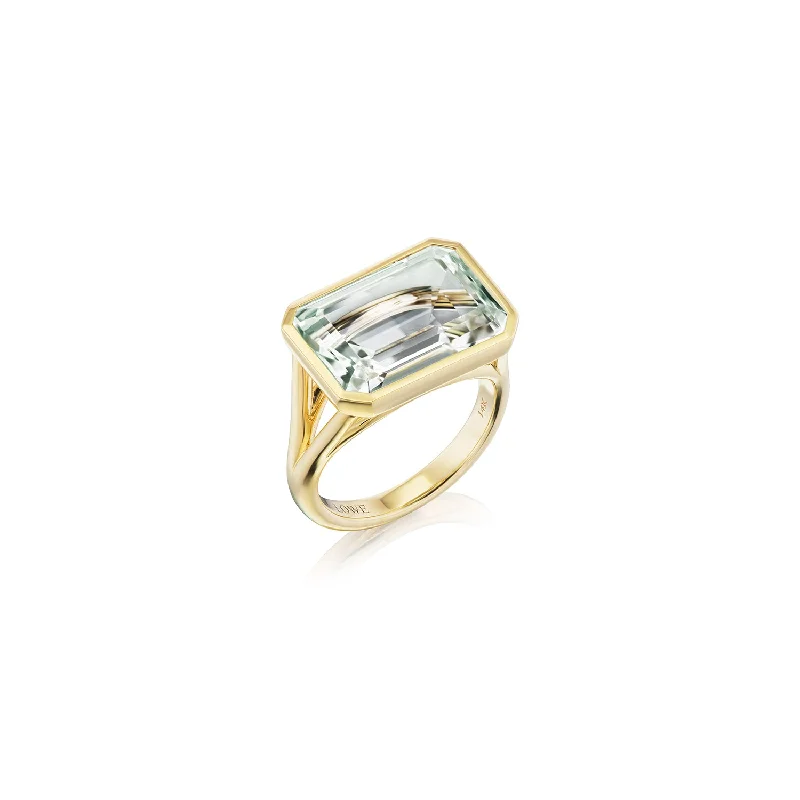 Rings featuring flexible bands for comfy finger fit -The Joni 14k Gold Emerald Cut Ring - Prasiolite