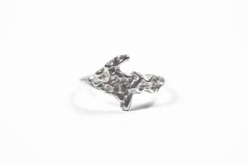 Crisp rings with modern shapes for finger chic -White Gold Upper Peninsula Nugget Ring